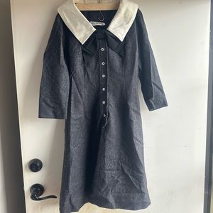 Vintage 60s juniors charcoal grey dress - Wednesday Addams vibes!
